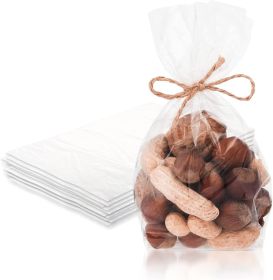 Gusseted Plastic Bags 5 x 3.5 x 12 Inch, Clear Treat Bags for Cookies 100 Pack, Polyethylene 1 Mil Clear Goodie Bags, Waterproof Clear Party Favor Bag