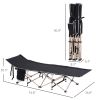 Outsunny Folding Camping Cot for Adults with Carry Bag, Side Pocket, Outdoor Portable Sleeping Bed for Travel, Camp, Vacation, 330 lbs. Capacity, Blac