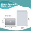 Pack of 500 Zipper Bags with Hang Hole; 12 x 15. Heavy Duty Polyethylene Bags 12x15. Thickness 4 mil. Seal Top Closure Bags. Plastic Poly Storage Bags