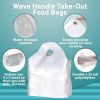 2500 Pack Wave Handle Take-Out Food Bags 18' L; 16' H; 9 x 9 Bottom Size. White Color. Houseables Merchandise Bags; Retail Shopping Goodie Plastic Bag