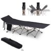 Outsunny Folding Camping Cot for Adults with Carry Bag, Side Pocket, Outdoor Portable Sleeping Bed for Travel, Camp, Vacation, 330 lbs. Capacity, Blac