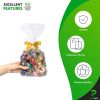 Gusseted Plastic Bags 5 x 3.5 x 12 Inch, Clear Treat Bags for Cookies 100 Pack, Polyethylene 1 Mil Clear Goodie Bags, Waterproof Clear Party Favor Bag