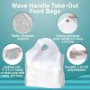 500 Pack Wave Handle Take-Out Food Bags 16' L; 16' H; 9.5 x 7 Bottom Size. White Color. Houseables Merchandise Bags; Retail Shopping Goodie Plastic Ba