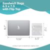 Saddle Pack of 2000 Sandwich Bags 6.5 x 7.5 with Flip Top 1.5 Lip Thickness 0.7 Mil 6 1/2 x 7 1/2 Sandwich Storage Poly Bags for Food Service Applicat