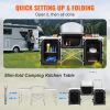 Camping Kitchen Table, Folding Outdoor Cooking Table with Storage Carrying Bag, Aluminum Cook Station 3 Cupboard & Detachable Windscreen, Quick